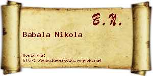 Babala Nikola névjegykártya